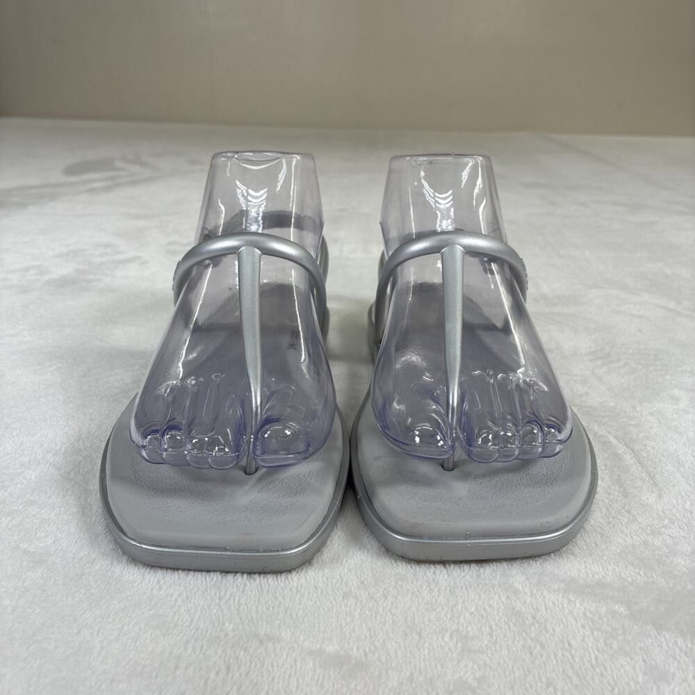Crocs Miami T Strap Womens Sandals Size W6 Silver Thong Slingback Flat Charity - Picture 3 of 14